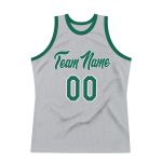 Personalized Custom Basketball Jersey with Name and Number - Gray Kelly Green White Authentic Throwback Design Personalized
