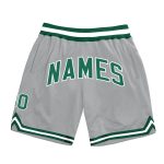 Custom Name & Number Basketball Shorts - Authentic Throwback in Gray Kelly Green-White Personalized Gray Kelly Green-White