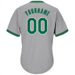 Custom Name Number Authentic Gray Green White Rib-Knit Baseball Jersey Shirt - Personalized Throwback Team Apparel Personalized