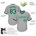 Custom Name Number Authentic Gray Green White Rib-Knit Baseball Jersey Shirt - Personalized Throwback Team Apparel Personalized