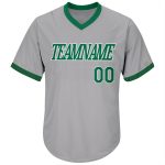Custom Name Number Authentic Gray Green White Rib-Knit Baseball Jersey Shirt - Personalized Throwback Team Apparel Personalized