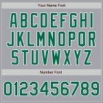 Custom Two Tone Bomber Jacket with Name and Number - Gray Kelly Green-White Varsity Letterman Full-Snap Personalized Gray