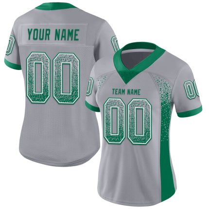 Custom Football Jersey - Personalized Gray Kelly Green White Mesh with Team Name and Number Personalized Gray Kelly Green-White