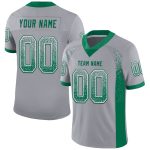 Custom Football Jersey - Personalized Gray Kelly Green White Mesh with Team Name and Number Personalized Gray Kelly Green-White
