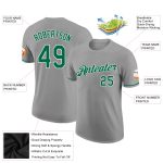 Custom Name and Number Personalized Performance T-Shirt Gray Kelly Green White Personalized Gray Kelly Green-White Performance