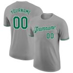 Custom Name and Number Personalized Performance T-Shirt Gray Kelly Green White Personalized Gray Kelly Green-White Performance