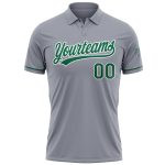 Custom Name and Number Performance Vapor Golf Polo Shirt - Gray Kelly Green-White Personalized Gray Kelly Green-White Performance