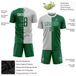 Custom Soccer Jersey for Team - Personalized Gray Kelly Green-White Sublimation Split with Name & Number Personalized Gray