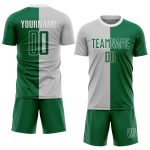 Custom Soccer Jersey for Team - Personalized Gray Kelly Green-White Sublimation Split with Name & Number Personalized Gray