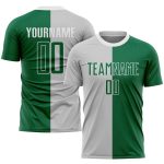 Custom Soccer Jersey for Team - Personalized Gray Kelly Green-White Sublimation Split with Name & Number Personalized Gray