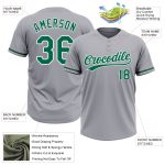 Personalized Two-Button Unisex Softball Jersey in Gray, Kelly Green & White Personalized Gray Kelly Green-White Two-Button