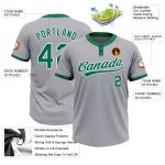 Custom Name Number Softball Jersey Unisex Gray Kelly Green Two-Button Personalized Design Personalized Gray Kelly Green-White
