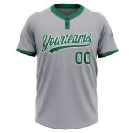Custom Name Number Softball Jersey Unisex Gray Kelly Green Two-Button Personalized Design Personalized Gray Kelly Green-White