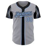 Customizable Authentic Baseball Jersey in Gray Light Blue Black - Personalized Name and Number, Available in 3 Colors Personalized