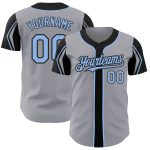 Customizable Authentic Baseball Jersey in Gray Light Blue Black - Personalized Name and Number, Available in 3 Colors Personalized