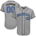 Custom Fathers Day Baseball Jersey - Personalized Gray Light Blue-Black with Custom Name and Number Personalized Gray Light