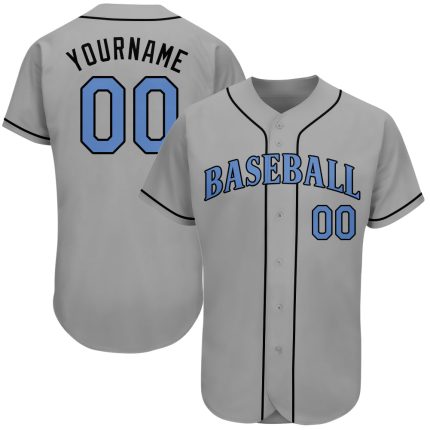 Custom Fathers Day Baseball Jersey - Personalized Gray Light Blue-Black with Custom Name and Number Personalized Gray Light