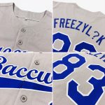 Custom Fathers Day Baseball Jersey - Personalized Gray Light Blue-Black with Custom Name and Number Personalized Gray Light