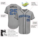 Custom Fathers Day Baseball Jersey - Personalized Gray Light Blue-Black with Custom Name and Number Personalized Gray Light