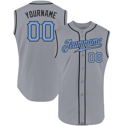 Personalized Fathers Day Baseball Jersey Custom Name Number Gray Light Blue Black Sleeveless Authentic Team Personalized