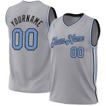 Custom Personalized Basketball Jersey - Gray Light Blue Black Throwback, Custom Name & Number Personalized Gray Light Blue-Black