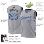 Custom Personalized Basketball Jersey - Gray Light Blue Black Throwback, Custom Name & Number Personalized Gray Light Blue-Black