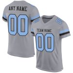 Custom Name Number Authentic Football Jersey - Personalized Gray Light Blue Black Mesh Personalized Gray Light Blue-Black