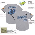Personalized Baseball Jersey with Custom Name and Number - Gray Light Blue Black Mesh Authentic Throwback Personalized Gray