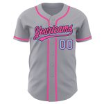Custom Authentic Baseball Jersey - Personalized Gray Light Blue Black Pink with Name and Number Personalized Gray Light Blue