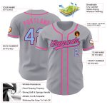 Custom Authentic Baseball Jersey - Personalized Gray Light Blue Black Pink with Name and Number Personalized Gray Light Blue
