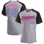 Custom Name & Number Baseball Jersey - Personalized Gray Light Blue Black Pink Authentic Raglan Sleeves Personalized Gray