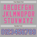 Custom Varsity Letterman Jacket with Name and Number - Personalized Gray Light Blue Black Pink Full-Snap Bomber Personalized