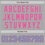 Personalized Unisex Softball Jersey Gray Light Blue Black Pink Two-Button Design Personalized Gray Light Blue Black-Pink