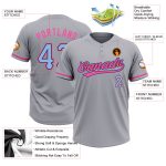 Personalized Unisex Softball Jersey Gray Light Blue Black Pink Two-Button Design Personalized Gray Light Blue Black-Pink