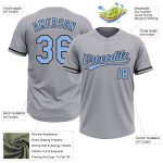 Custom Name Number Unisex Softball Jersey Two-Button Gray Light Blue Black Personalized Team Apparel Personalized Gray Light