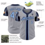 Personalized Baseball Jersey with Custom Name and Number in Gray Light Blue and Navy - Authentic Team Apparel Personalized