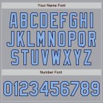 Personalized Baseball Jersey with Custom Name and Number in Gray Light Blue and Navy - Authentic Team Apparel Personalized