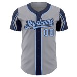Personalized Baseball Jersey with Custom Name and Number in Gray Light Blue and Navy - Authentic Team Apparel Personalized