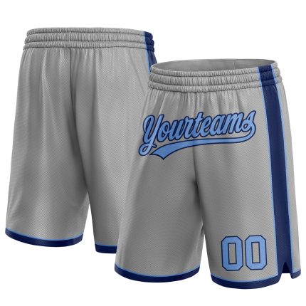 Custom Basketball Shorts with Personalized Name and Number in Gray, Light Blue, and Navy Personalized Gray Light Blue-Navy