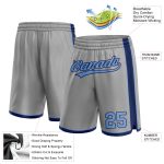 Custom Basketball Shorts with Personalized Name and Number in Gray, Light Blue, and Navy Personalized Gray Light Blue-Navy