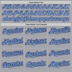 Custom Team Baseball Jersey Personalized Gray Light Blue Navy Raglan Sleeves with Name and Number Personalized Gray Light