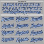 Custom Team Name Number Bomber Varsity Letterman Jacket Gray Light Blue Navy Full-Snap Personalized Personalized Gray Light