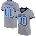 Customizable Gray Light Blue Navy Mesh Football Jersey with Personalized Name & Number - Authentic Team Style Personalized