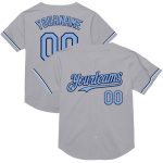 Custom Name Number Personalized Baseball Jersey Gray Light Blue Navy Mesh Authentic Throwback Team Apparel Personalized Gray