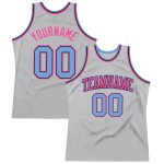 Custom Basketball Jersey Personalized with Name & Number - Gray Light Blue-Pink Authentic Throwback Jersey Personalized Gray