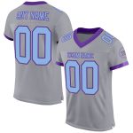 Custom Team Name Number Gray Light Blue-Purple Authentic Football Jersey - Personalized Mesh Jersey Personalized Gray Light
