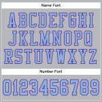 Custom Team Name Number Gray Light Blue-Purple Authentic Football Jersey - Personalized Mesh Jersey Personalized Gray Light