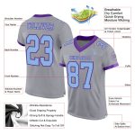 Custom Team Name Number Gray Light Blue-Purple Authentic Football Jersey - Personalized Mesh Jersey Personalized Gray Light