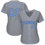 Custom Name and Number Personalized Baseball Jersey - Gray Light Blue-Royal Authentic Drift Fashion Team Gear Personalized