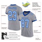 Custom Football Jersey - Personalized Mesh Jersey in Gray and Light Blue-Royal with Name and Number Personalized Gray Light